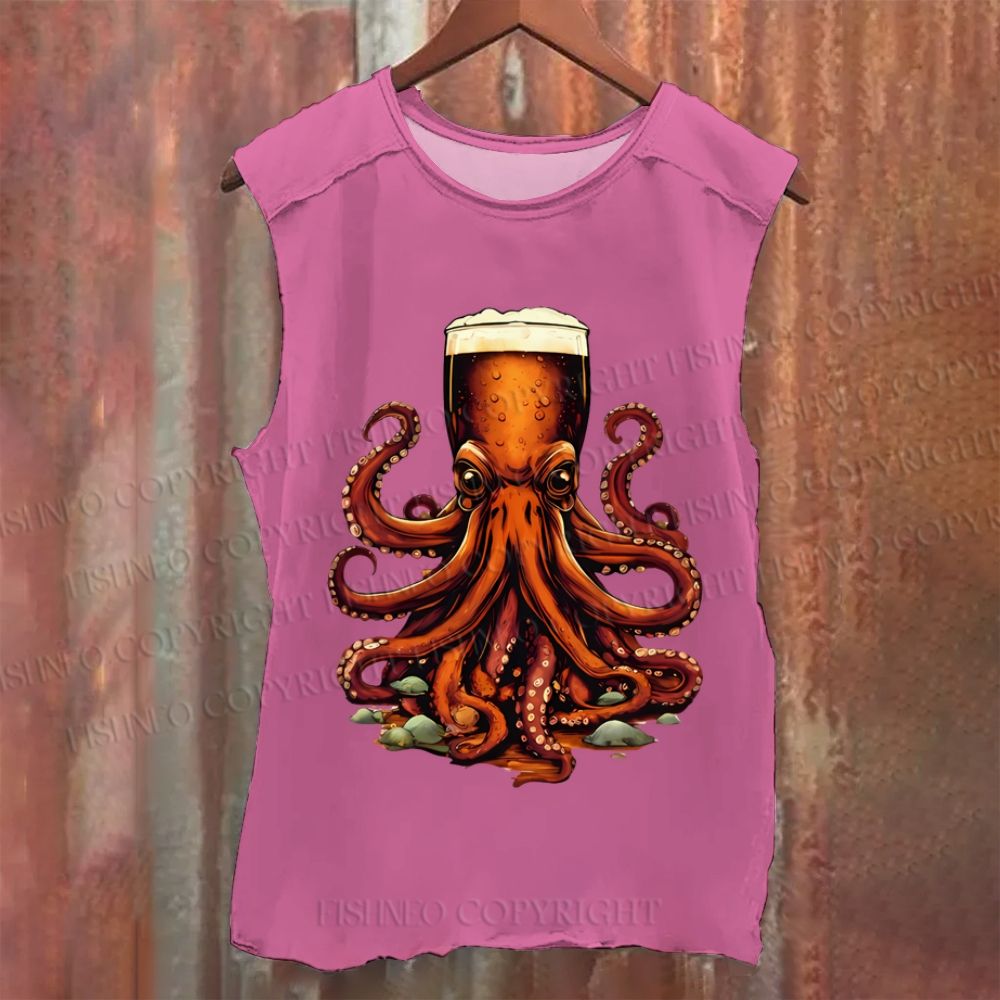 Beer Octopus Vintage Washed Tank Top