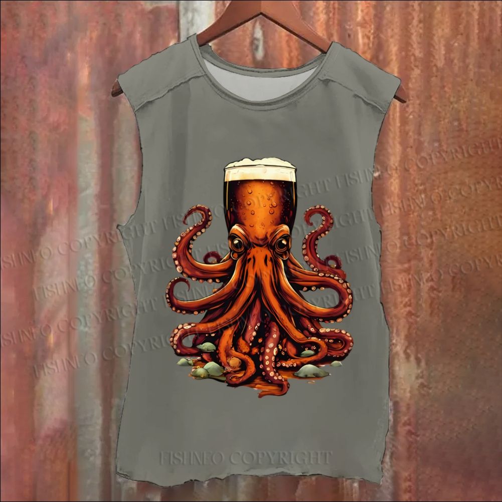 Beer Octopus Vintage Washed Tank Top