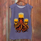 Beer Skull Octopus Vintage Washed Tank Top