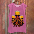 Beer Skull Octopus Vintage Washed Tank Top