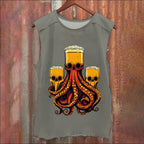 Beer Skull Octopus Vintage Washed Tank Top