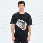 Unisex Fish Head In Plastic Printed Washed Tee