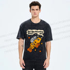 Unisex Vintage Cat Fish Did I Say Something Weird Printed Washed Tee