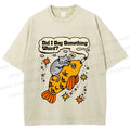 Unisex Vintage Cat Fish Did I Say Something Weird Printed Washed Tee