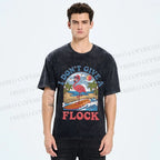 Unisex Flamingo I Don't Give A Flock Printed Washed Tee