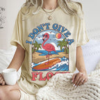 Unisex Flamingo I Don't Give A Flock Printed Washed Tee