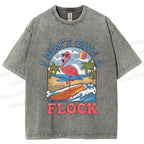 Unisex Flamingo I Don't Give A Flock Printed Washed Tee