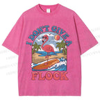 Unisex Flamingo I Don't Give A Flock Printed Washed Tee