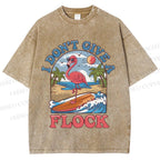 Unisex Flamingo I Don't Give A Flock Printed Washed Tee