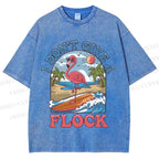Unisex Flamingo I Don't Give A Flock Printed Washed Tee