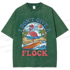 Unisex Flamingo I Don't Give A Flock Printed Washed Tee