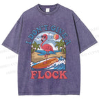 Unisex Flamingo I Don't Give A Flock Printed Washed Tee