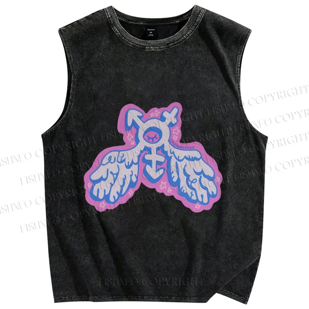 Unisex Pride LGBTQ Graffiti Printed Washed Tank Top