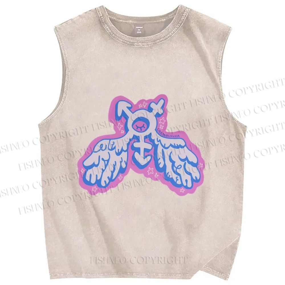 Unisex Pride LGBTQ Graffiti Printed Washed Tank Top