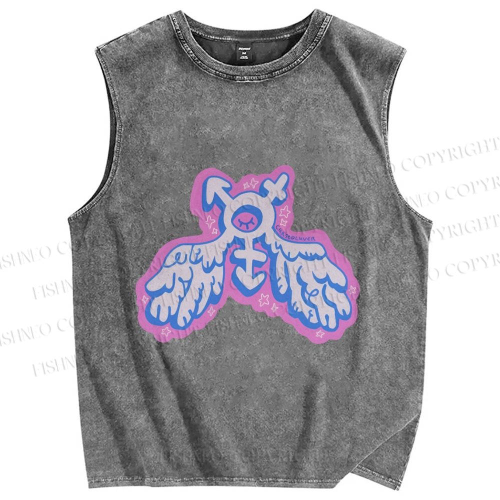 Unisex Pride LGBTQ Graffiti Printed Washed Tank Top