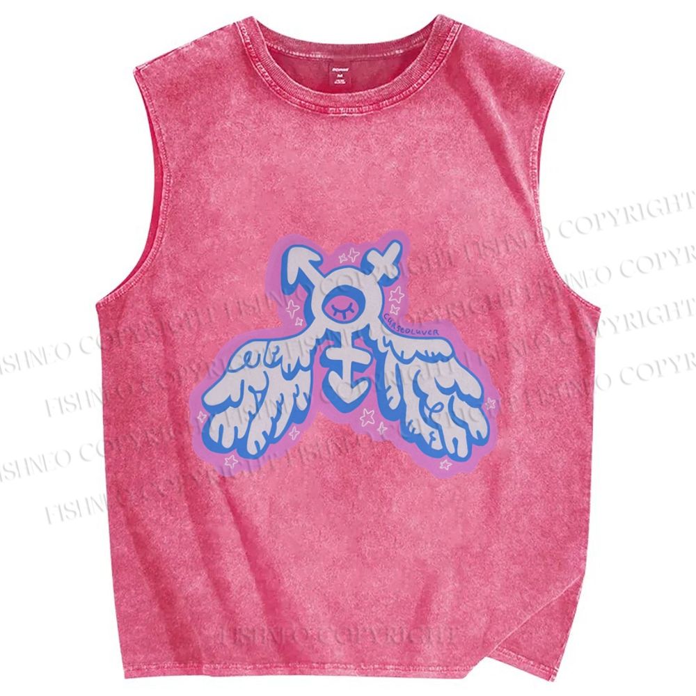 Unisex Pride LGBTQ Graffiti Printed Washed Tank Top
