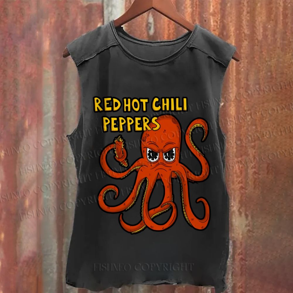 Vintage Octopus Red Hot Chili Pepper Vintage Washed Tank Top