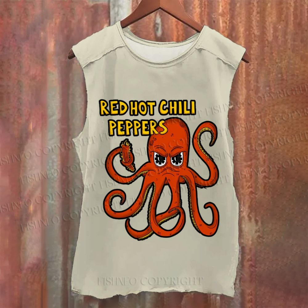 Vintage Octopus Red Hot Chili Pepper Vintage Washed Tank Top