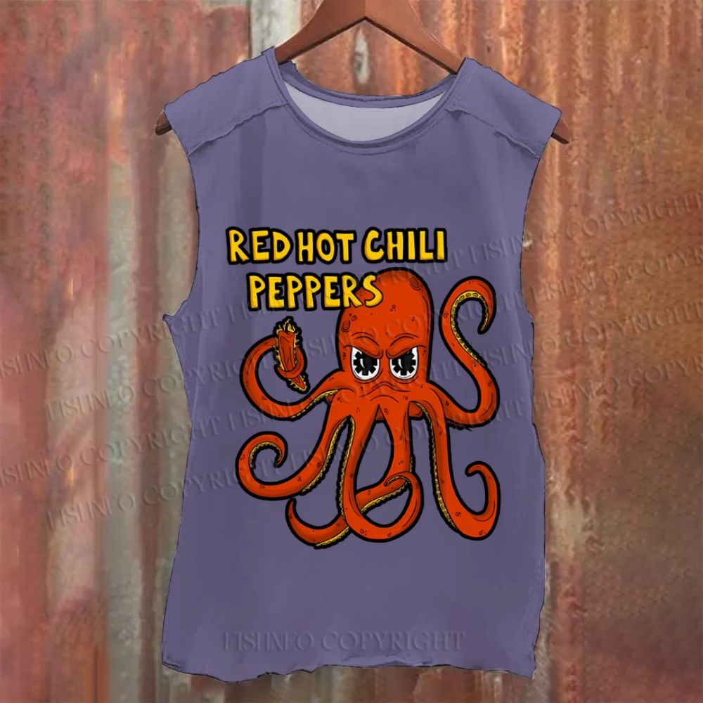 Vintage Octopus Red Hot Chili Pepper Vintage Washed Tank Top