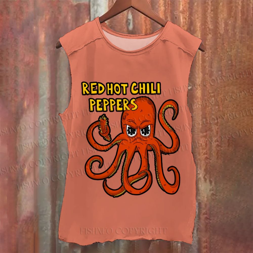 Vintage Octopus Red Hot Chili Pepper Vintage Washed Tank Top