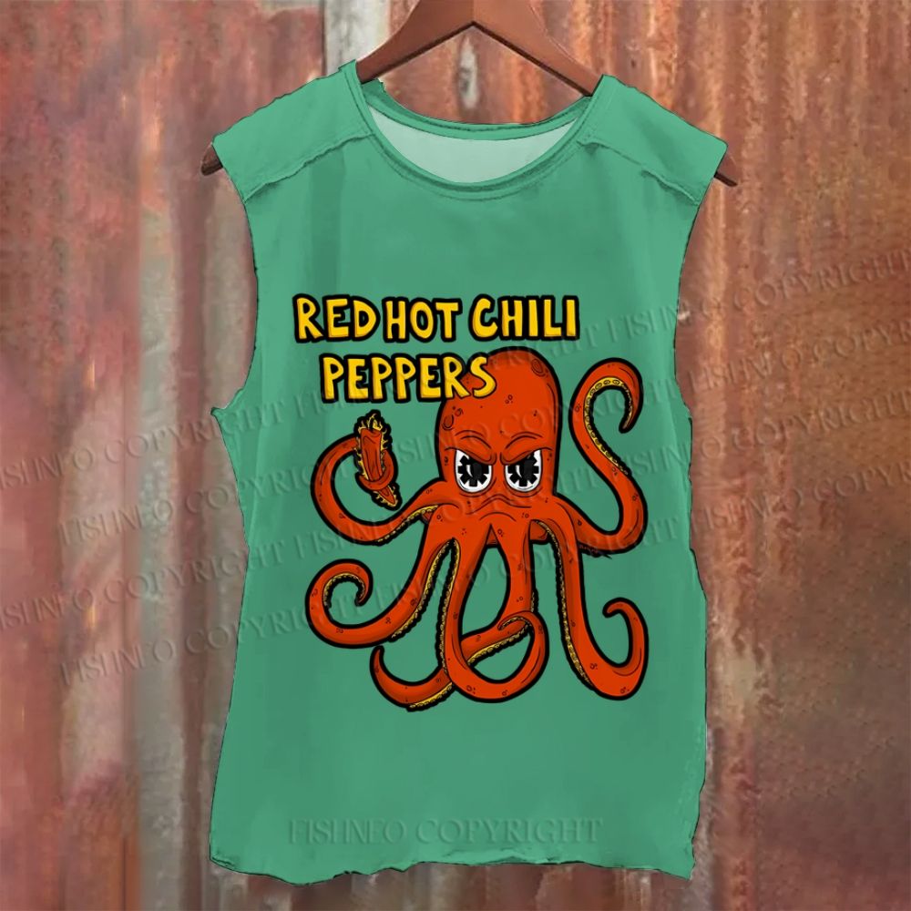 Vintage Octopus Red Hot Chili Pepper Vintage Washed Tank Top