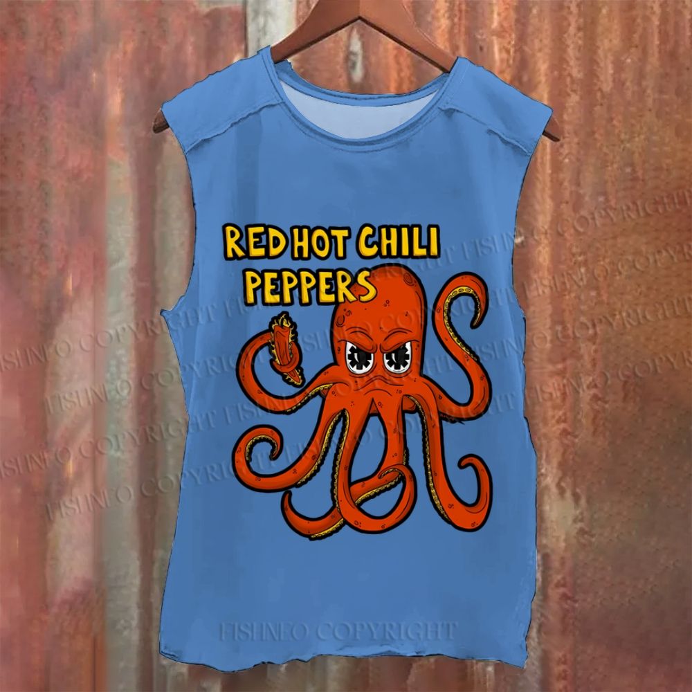 Vintage Octopus Red Hot Chili Pepper Vintage Washed Tank Top