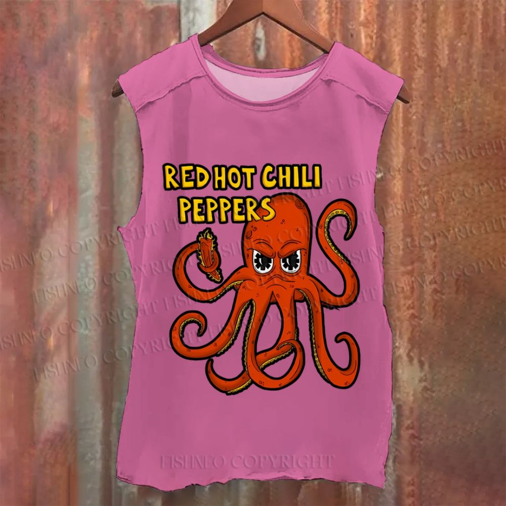 Vintage Octopus Red Hot Chili Pepper Vintage Washed Tank Top