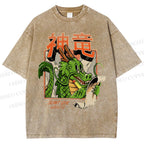 Unisex Dragon Printed Washed Tee