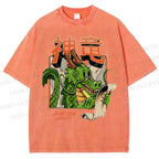 Unisex Dragon Printed Washed Tee