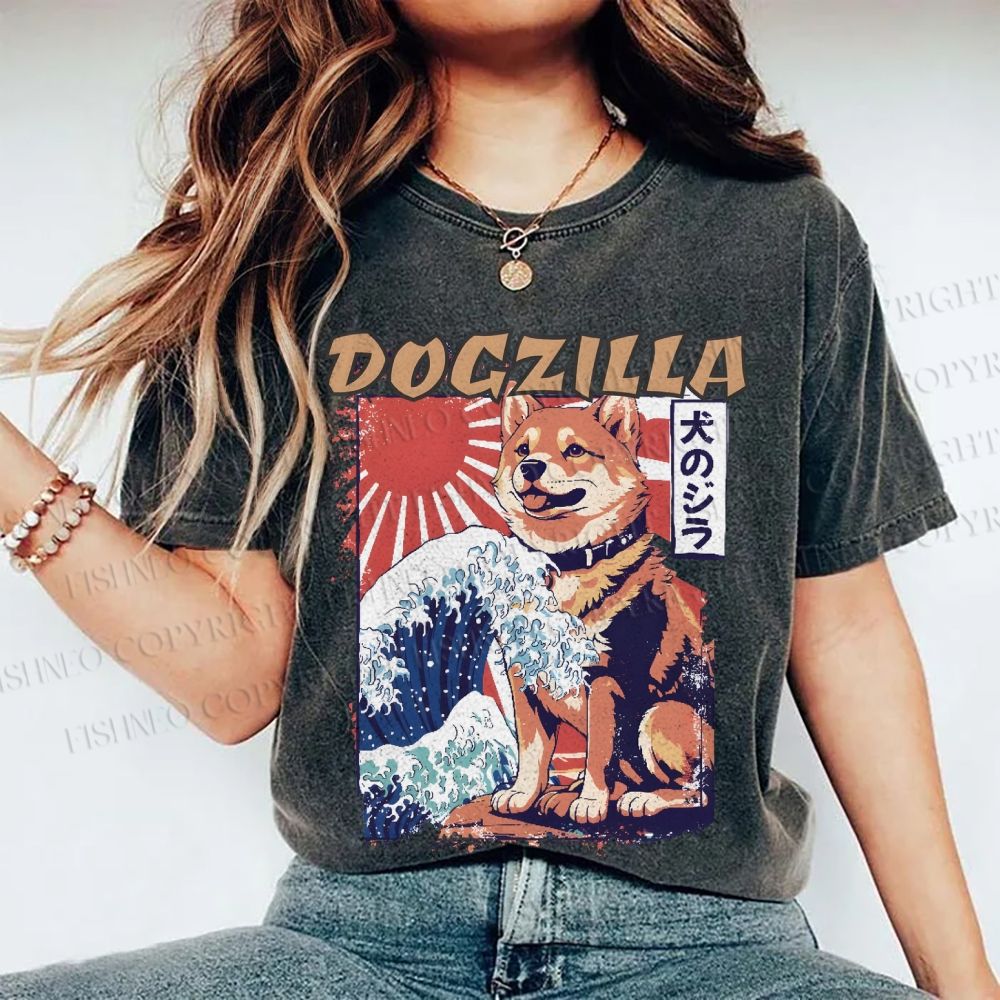 Unisex Dogzilla Printed Washed Tee