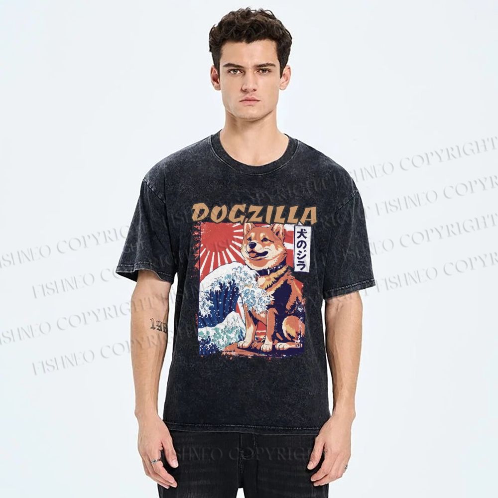 Unisex Dogzilla Printed Washed Tee
