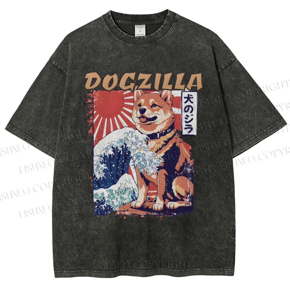 Unisex Dogzilla Printed Washed Tee