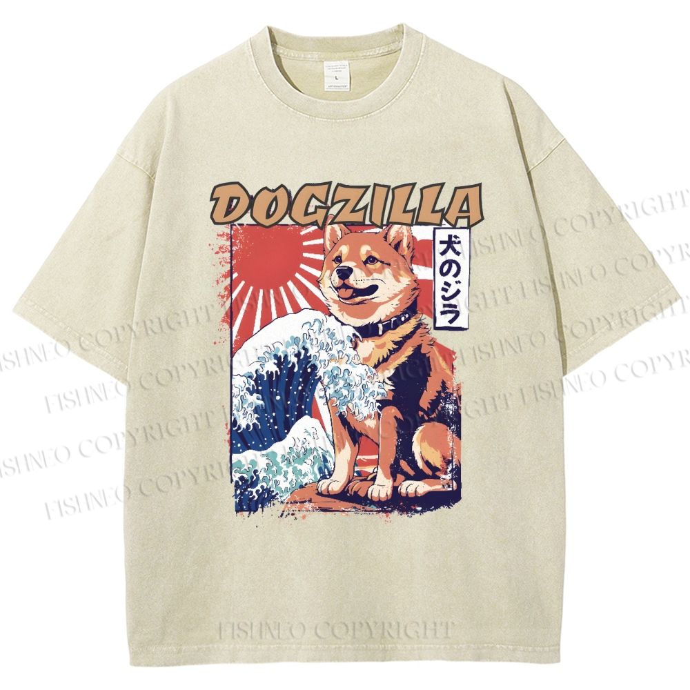 Unisex Dogzilla Printed Washed Tee