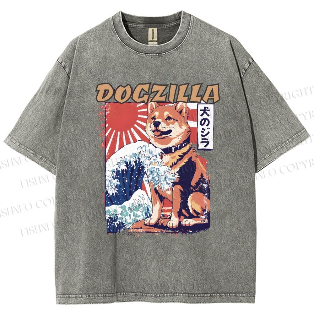 Unisex Dogzilla Printed Washed Tee