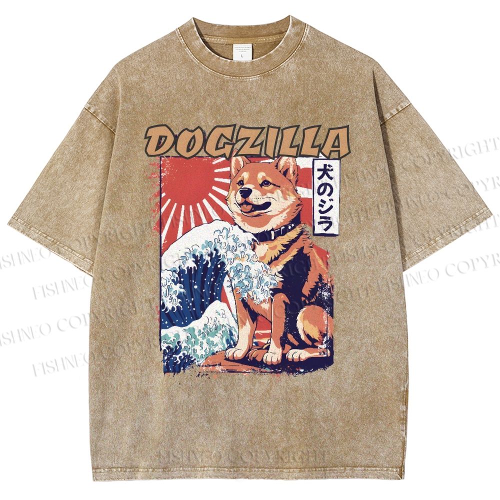 Unisex Dogzilla Printed Washed Tee
