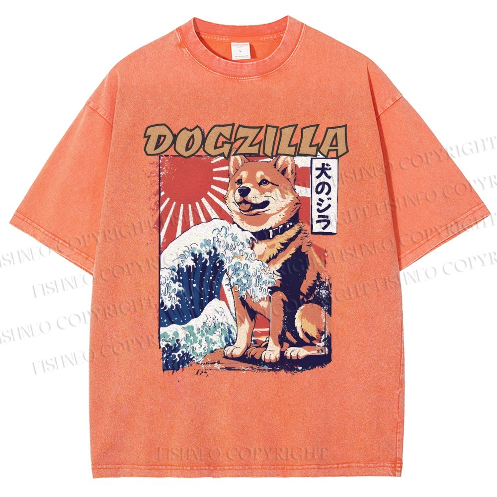 Unisex Dogzilla Printed Washed Tee