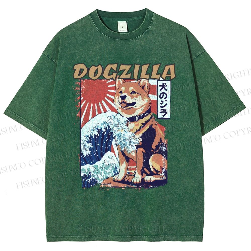 Unisex Dogzilla Printed Washed Tee