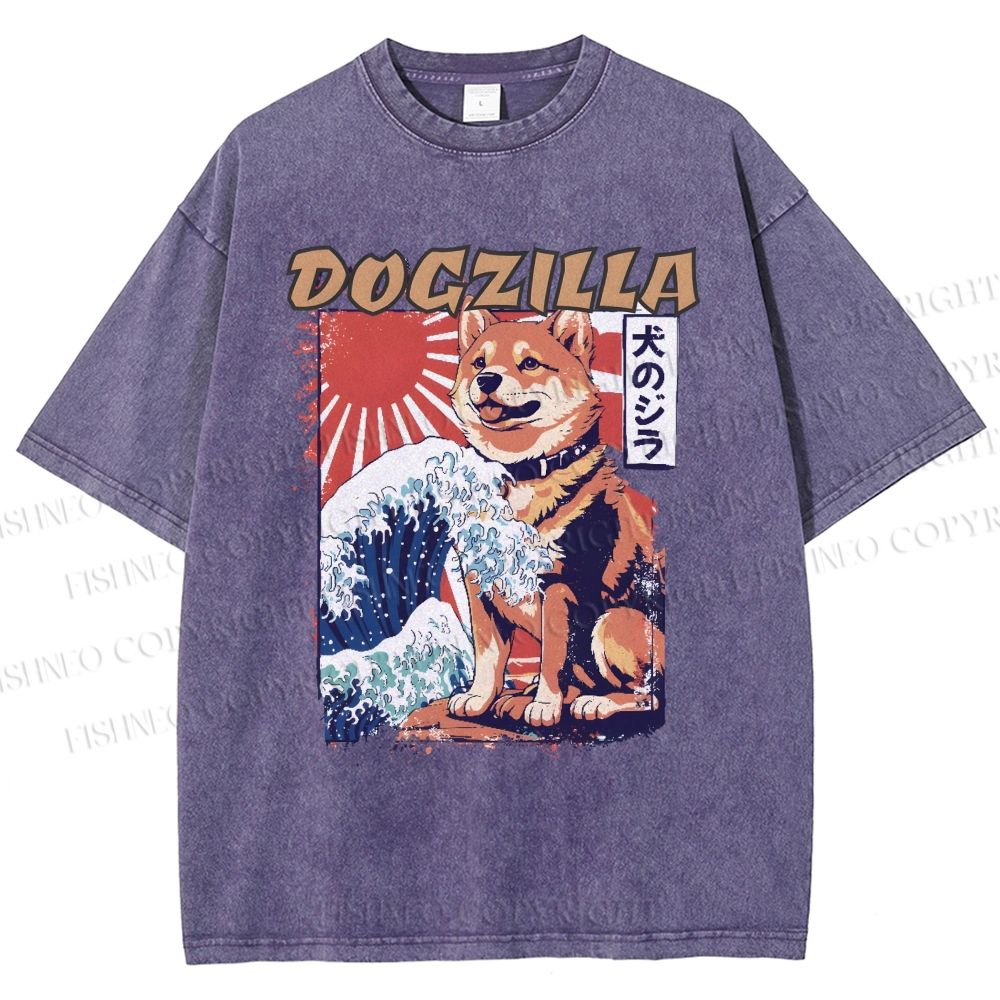 Unisex Dogzilla Printed Washed Tee