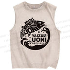 Unisex Fish Shop Printed Washed Tank Top