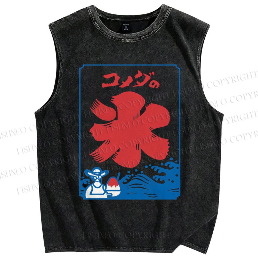 Unisex Rice Printed Washed Tank Top