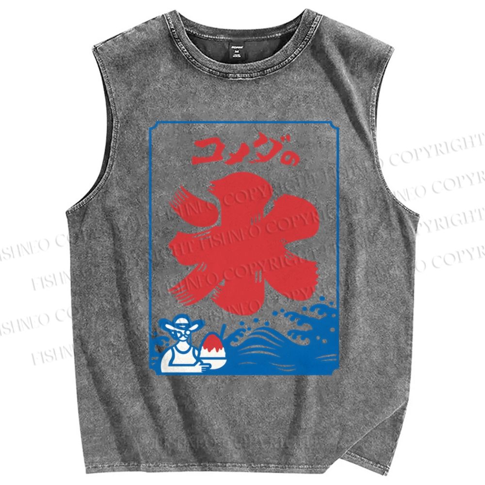 Unisex Rice Printed Washed Tank Top