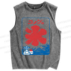 Unisex Rice Printed Washed Tank Top