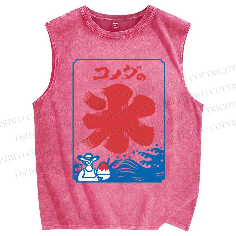 Unisex Rice Printed Washed Tank Top