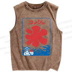 Unisex Rice Printed Washed Tank Top