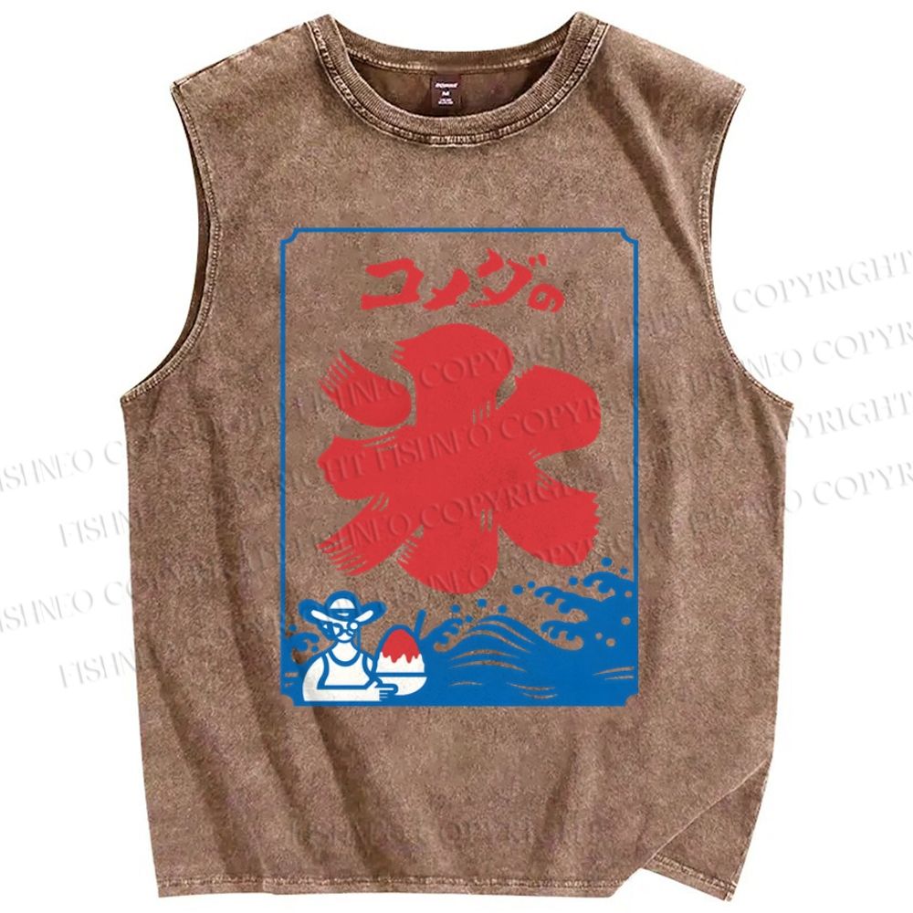 Unisex Rice Printed Washed Tank Top