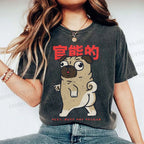 Unisex Cartoon Dog Printed Washed Tee