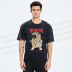 Unisex Cartoon Dog Printed Washed Tee