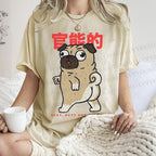 Unisex Cartoon Dog Printed Washed Tee