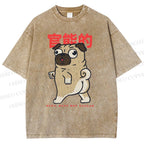 Unisex Cartoon Dog Printed Washed Tee