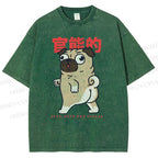 Unisex Cartoon Dog Printed Washed Tee